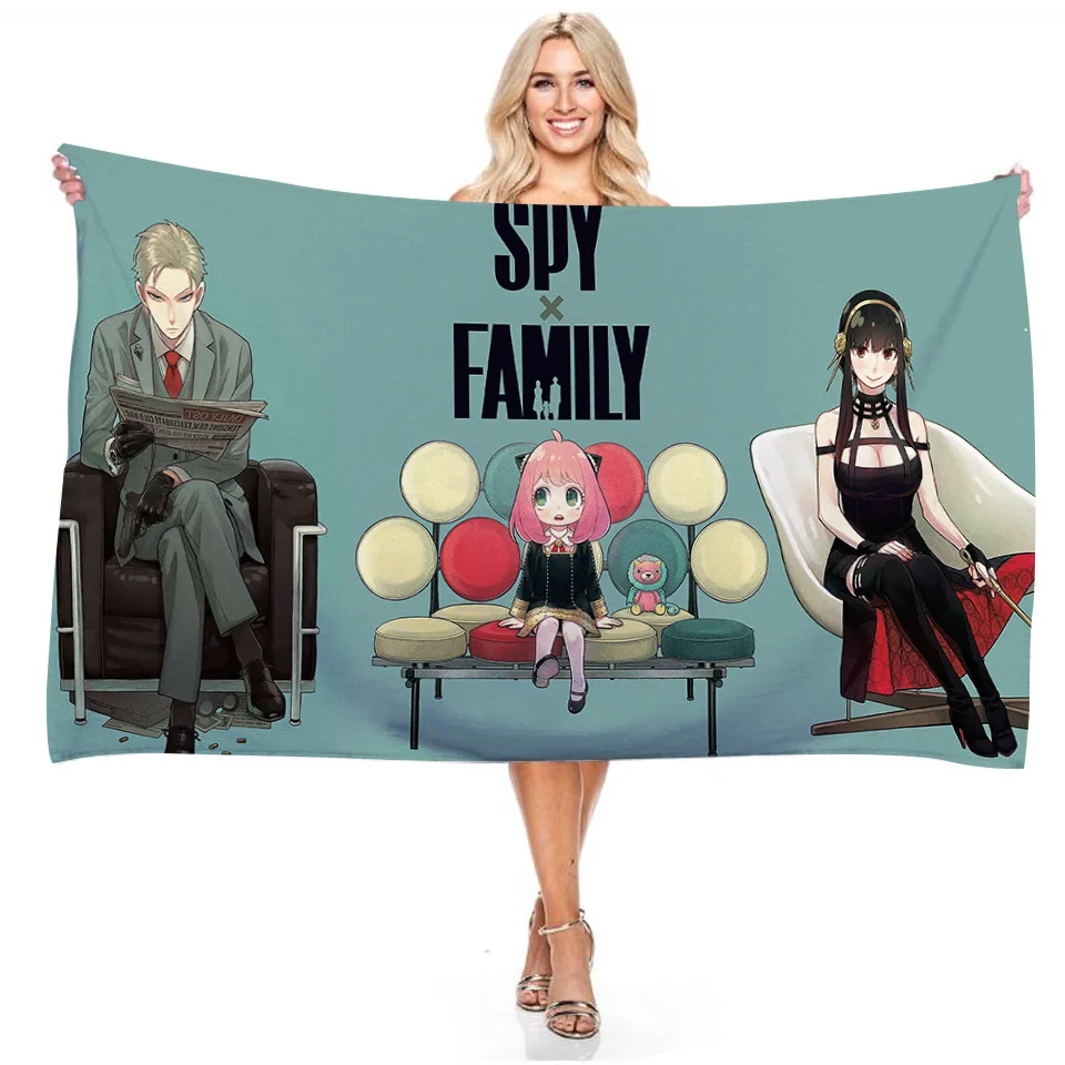 

Полотенце с 3D рисунком героев мультфильмов, семейство шпионов, прямоугольное пляжное полотенце, коврик, тонкое одеяло, банное полотенце для ванной комнаты для детей и взрослых