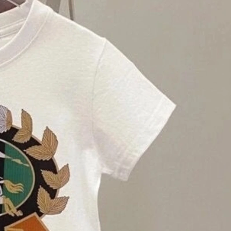 

Новинка лета 2022, футболка с коротким рукавом среднего и большого размера для мальчиков и девочек, детская модная Свободная куртка за рубежо...