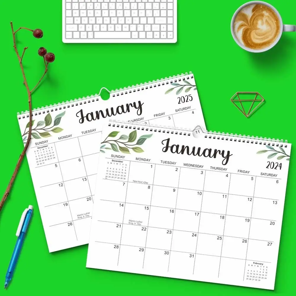 

18 Months 2024 Wall Calendar Weekly Schedule Office Stationery English Calendar Daily Planner Coil Calendar Stationery Supplies