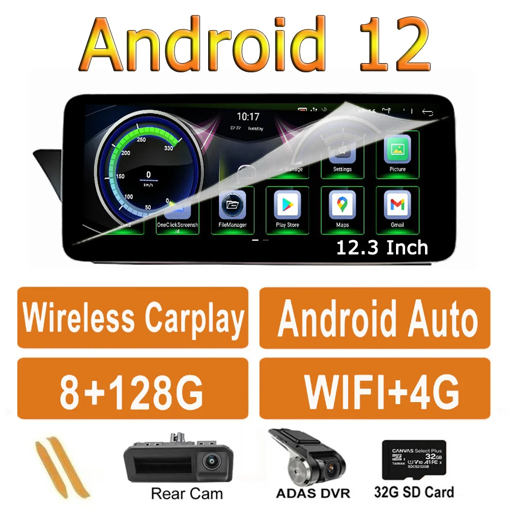 

Система Android 11, автомобильный экран 12,3 дюйма для Audi A4, A5, S4, S5, A4L, B8 2009-2017, GPS-навигация, мультимедиа, стерео, Wi-Fi, Google Carplay
