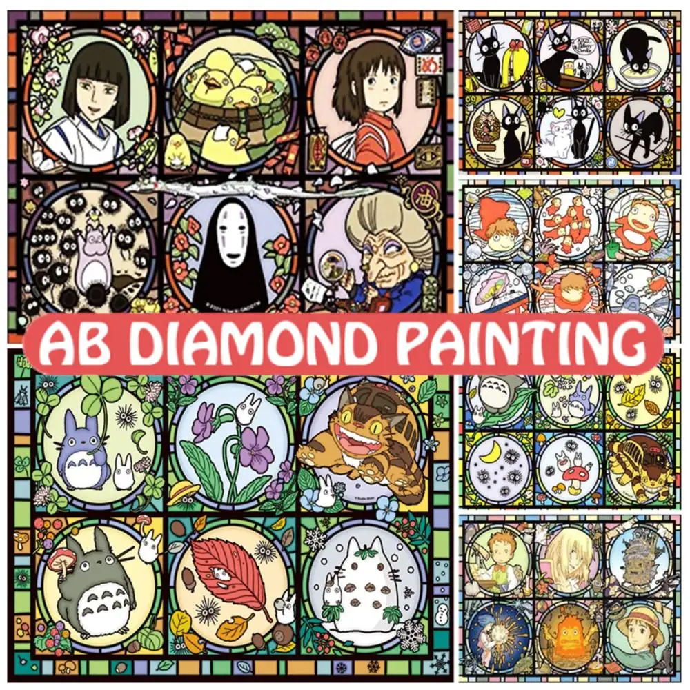 

Студийная цветная алмазная живопись ghiсот AB, аниме Хаяо Миядзаки, 5D мозаичная вышивка, искусственное украшение для дома