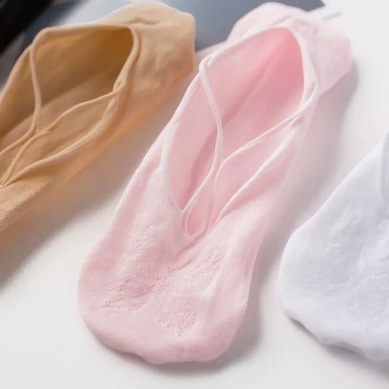 5 Pairs/Lot Socks for Women Butterfly Sexy Summer Thin Silicone Non-slip Boat Silk Socks Female Soft Breathable Invisible Sox