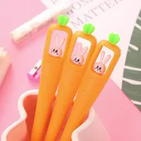 10Pcs/Lot Cartoon Rabbit Carrot Gel Pen 0.5mm Black Ink Creative Cute Student Write Kids School Gift Stationery Office Supplies