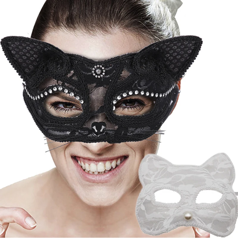 

Halloween Cosplay Fox Mask Half-Face Sexy Cat Animal Lace Eye Masks Nightclub Queen Eye Mask Girl Masquerade Party Props Costume