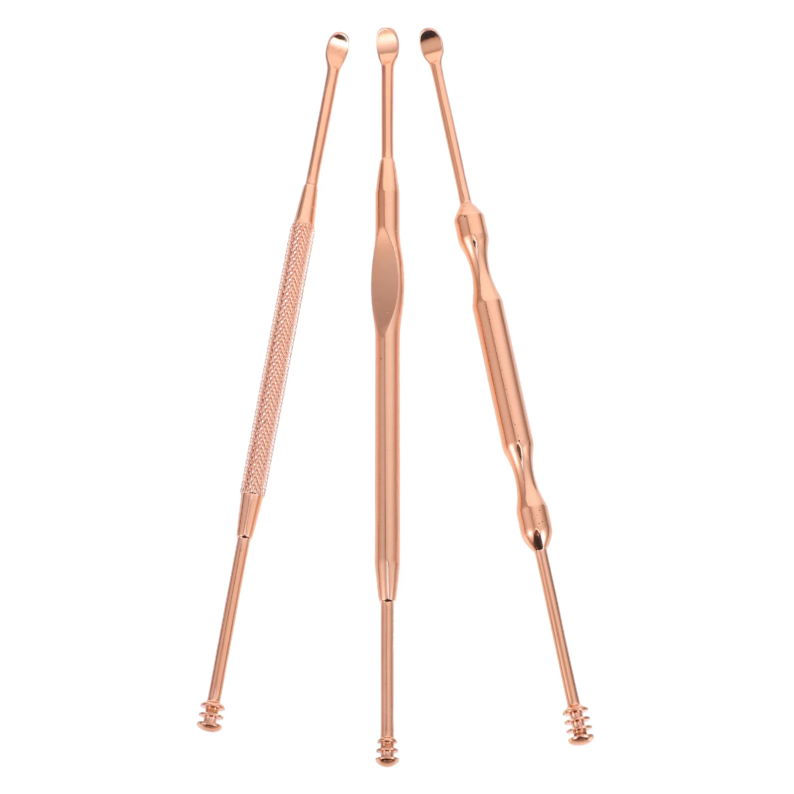 

3Pcs Stainless Steel Ear Curette Ear Earwax Remover Tool Rose Double for Home Travel Ear Picker