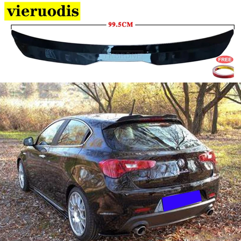 Use For 2017-2020 Alfa Romeo stelvio Spoiler ABS Plastic Carbon Fiber Look Hatchback SUV Roof Rear Wing Body Kit Accessories