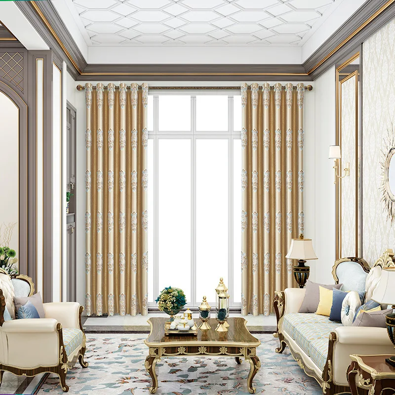 

Curtains for Living Dining Room Bedroom High-precision Simple Dense Nordic Style European Flower Blackout Windows Curtain Cloth