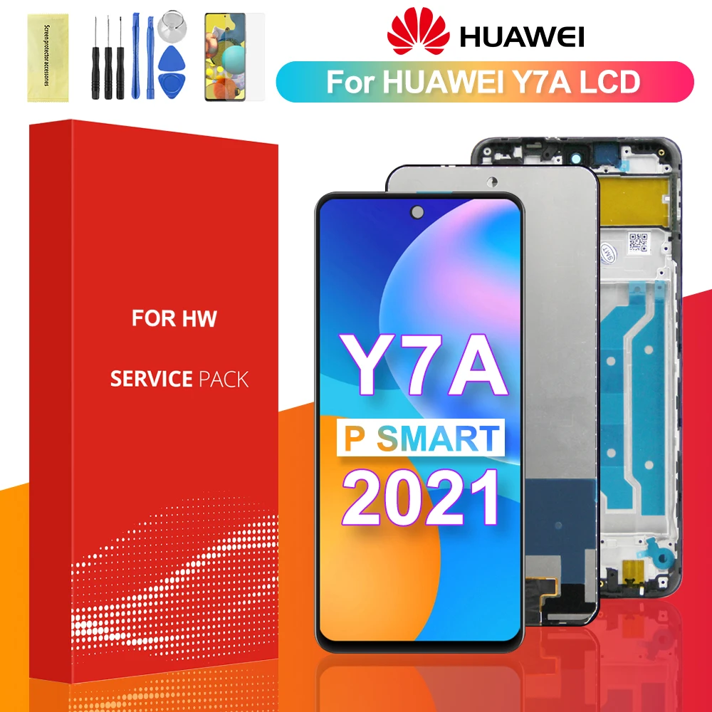 Оригинальный сенсорный ЖК-дисплей 6,67 дюйма для Huawei P Smart 2021, дисплей для телефона Honor X10 Lite, Huawei Y7A, экран с рамкой