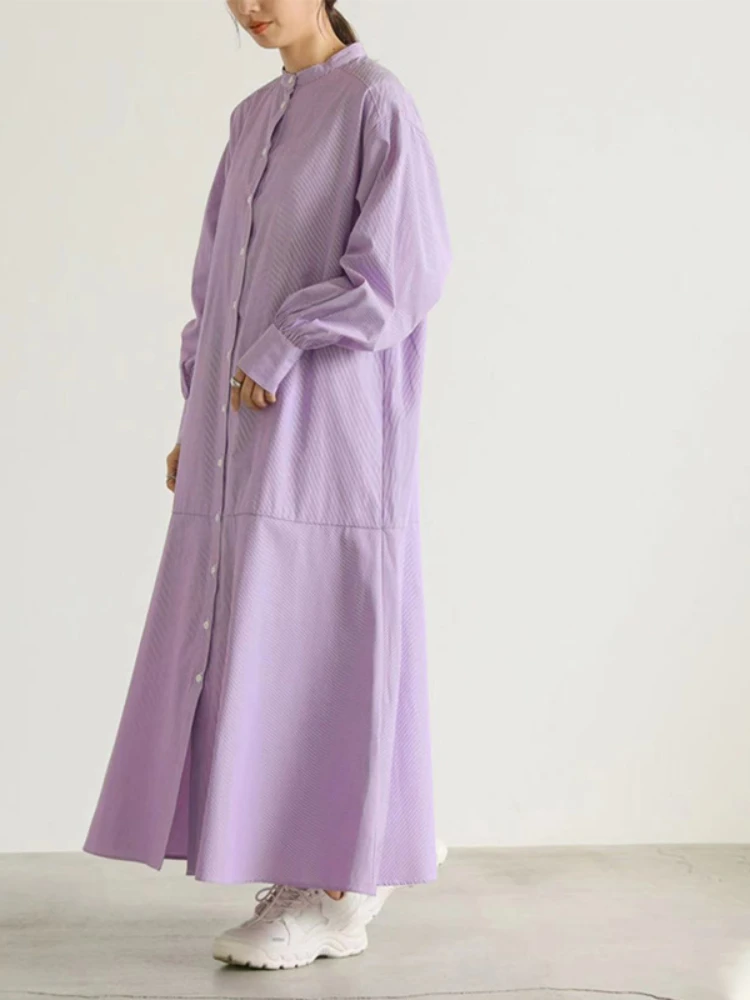 

Женское однобортное платье-рубашка в полоску, длинное платье-рубашка с длинным рукавом и оборками, одежда для весны и лета 2023