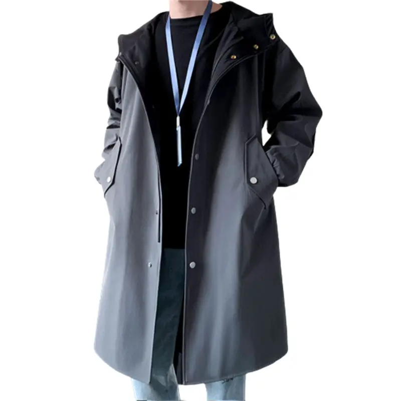 

Ветровка мужская с капюшоном, водонепроницаемая, Черная