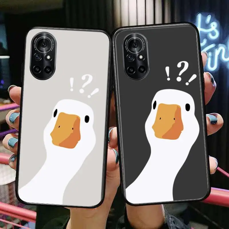 

Cartoon Doubt Duck Clear Phone Case For Huawei Honor 20 10 9 8A 7 5T X Pro Lite 5G Black Etui Coque Hoesjes Comic Fash design