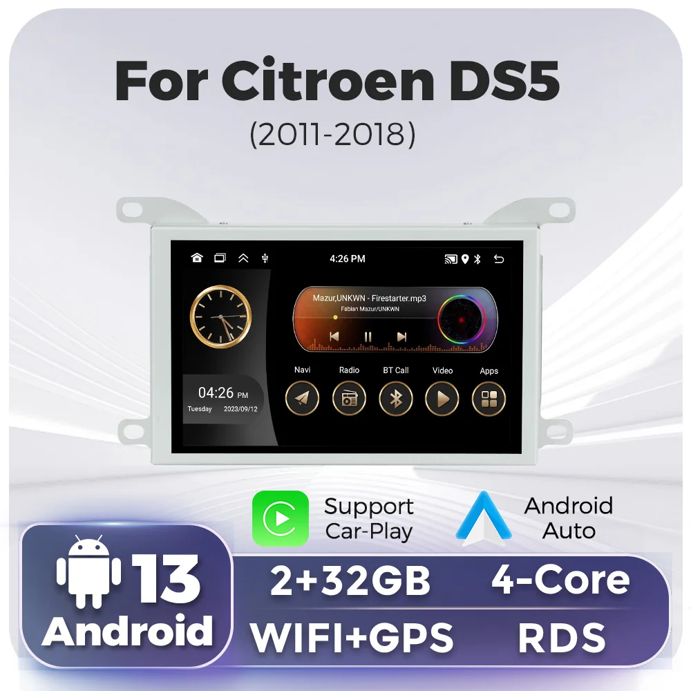 Android 13 Carplay Для Citroen DS 5 DS5 GPS-навигация Стерео 508 Автомобильный Радиоприемник