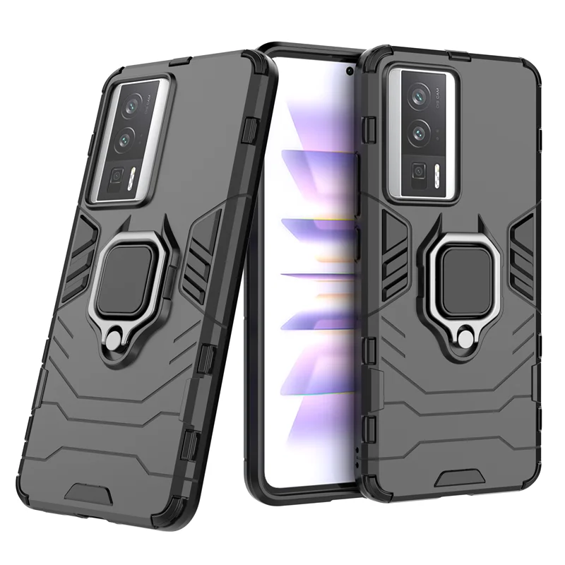 

Shockproof Case For Poco F5 Pro Case for Poco F5 Pro Cover Coque Funda Finger Ring Holder Stand PC Phone Bumper Poco F5 Pro