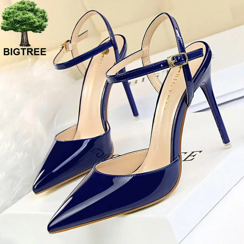 Туфли-лодочки Bigtree женские высокий каблук лакированная кожа пикантные сандалии