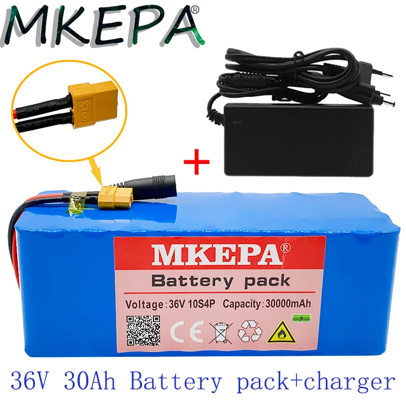 

36V 10S4P 30Ah battery pack 500W high power battery 42V 30000mAh Ebike electric bicycle BMS 42v battery with xt60 plug+charger