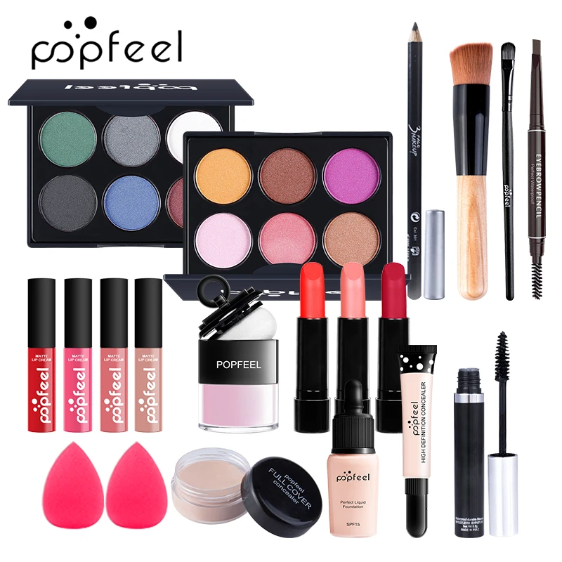 

Full Starter Makeup Kit For Beginners Foundation Concealer Eyeshadow Mascara Eyeliner Lip Gloss Makeup Gift Box Cosmetics Set