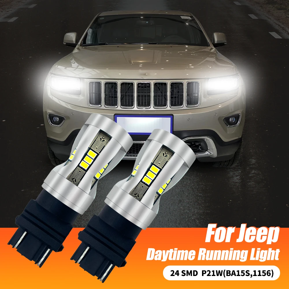 

2pcs LED Daytime Running Light DRL Bulb Lamp Canbus No Error 3157 P27/7W T25 For Jeep Compass 2011-2016 Grand Cherokee 2011-2013