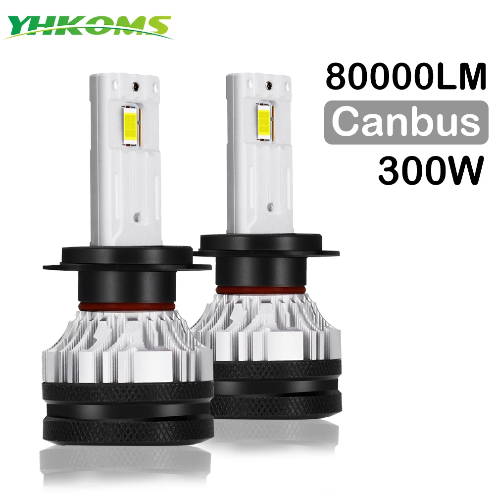 Автомобильная фара YHKOMS Canbus H7 H4 светодиодный 300W 80000LM H1 H8 H9 H11 9005 HB3 9006 HB4 9012
