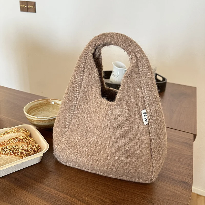 Маленькие сумки-тоут из овечьей шерсти для женщин повседневная сумка на плечо