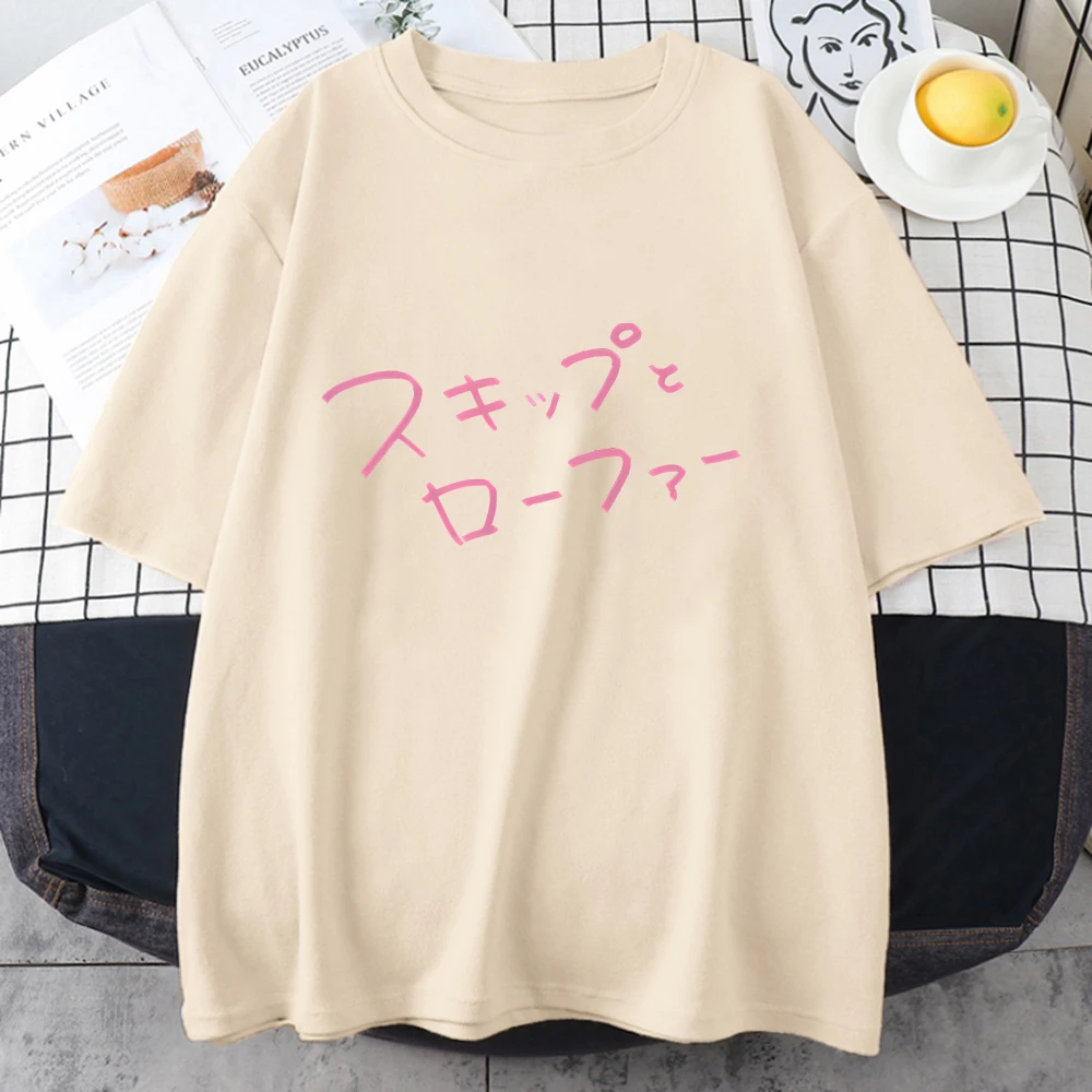 

Skip and Loafer Men T-shirt Summer Graffiti Printed Short-sleeved Male Casual Loose Harajuku Cartoon Couples Bottoming Clothes