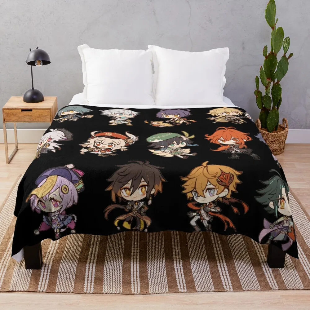 

Ударное теплое одеяло Genshin Chibi, теплое одеяло, одиночное одеяло, свободное одеяло