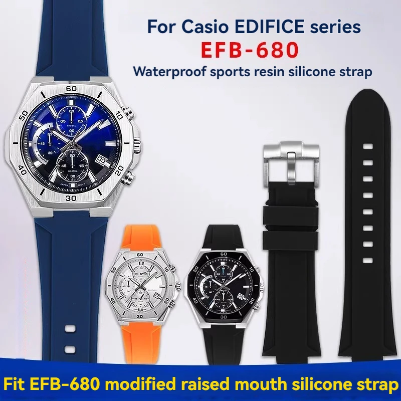 Фото Для Casio 5579 EFB-680 Серия EFB680 Модифицированный выпуклый силиконовый ремешок из смолы EFB 680 Резиновый водонепроницаемый ремешок для часов 12 мм 14 мм №1