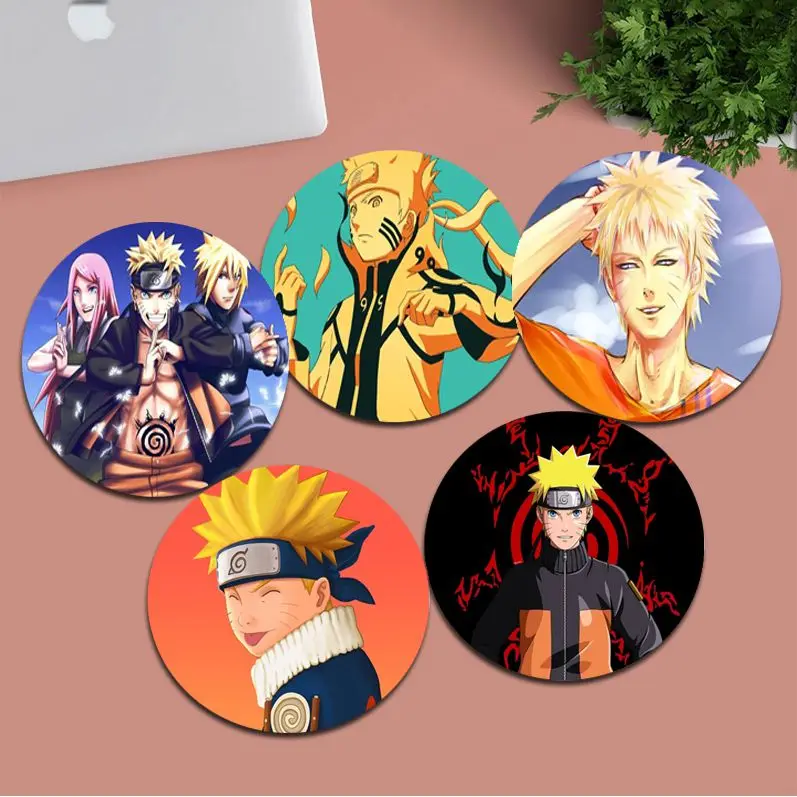 

BANDAI Uzumaki Naruto 22x22cm Round Keyboard Mat Table Mat Students Cabinet Gamer Desktop Mousepad Mats Office Desk Accessories