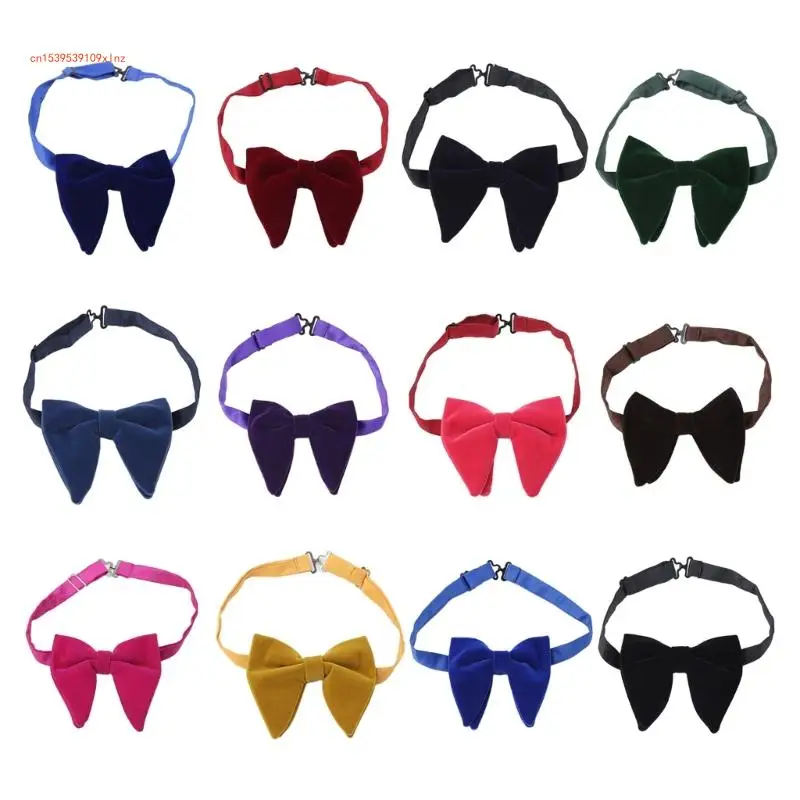 

Модные бархатные большие галстуки-бабочки для женщин, мужские свадебные галстуки-бабочки для жениха, сплошной цвет