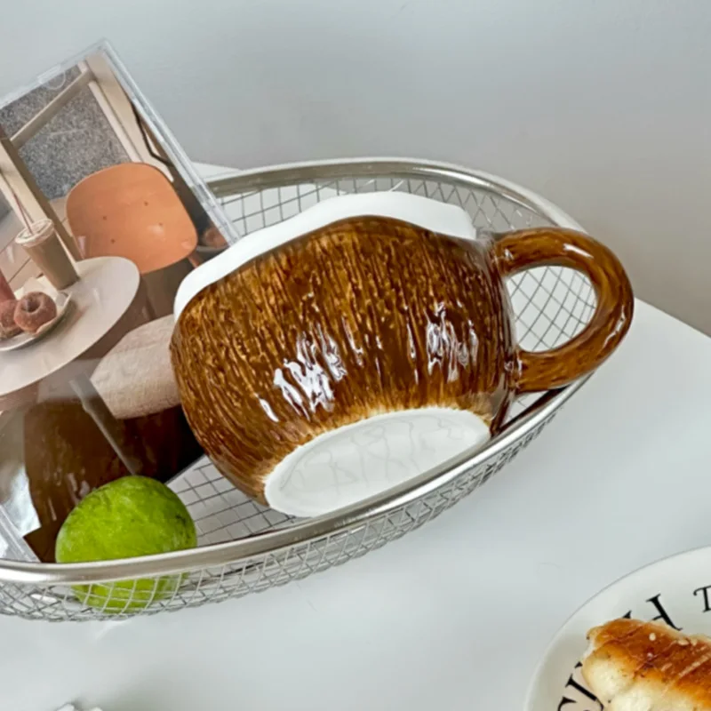 Кокосовая кружка для завтрака с молоком из овса керамическая кокосовой шелушкой