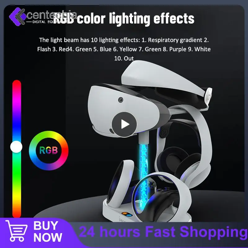 

With Colorful Rgb Light For Ps Vr2 Charging Stand Dual Controller Can Store Glasses Headset Vr2 Charger For Ps Vr2 Rainbow