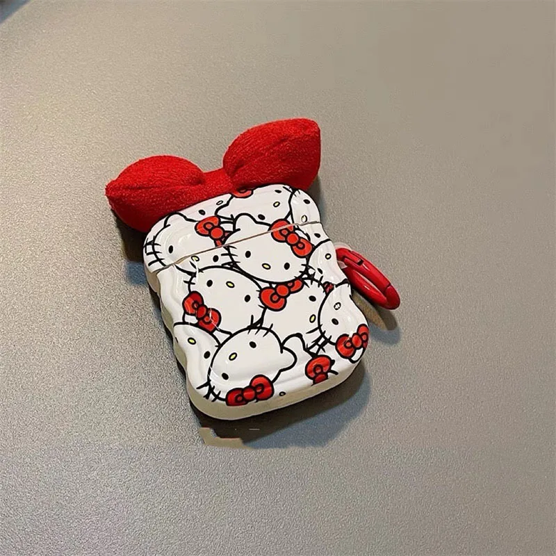 

2 Style Kawaii KT Cat Airpods Pro Earphone Case Cartoon Cute Girl Heart Bowknot Drop Proof Charging Case Accessories