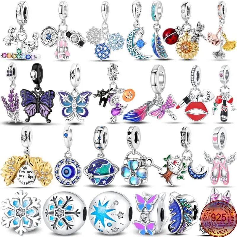 Лидер продаж серебро 925 инкрустированные цирконием подвески бусины снежинка