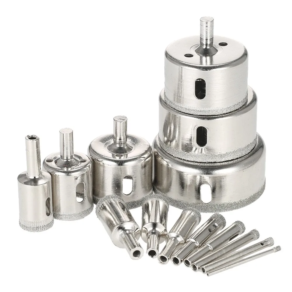 

14PCS 3-70mm Glass Hole Saw Kit Diamond Coated Core Hole Saw Marble Drill Bit Tile Ceramic