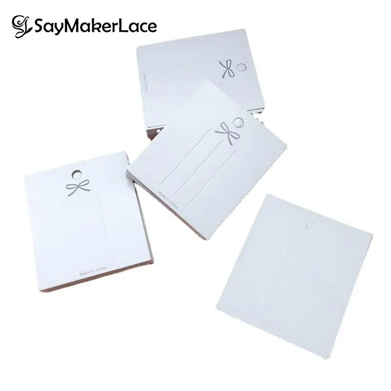 

50pcs Display Cards For Necklace Bracelet Earrings Ear Studs Cardboard Package Hair Clips White Craft Hang Tag Card Wholesale