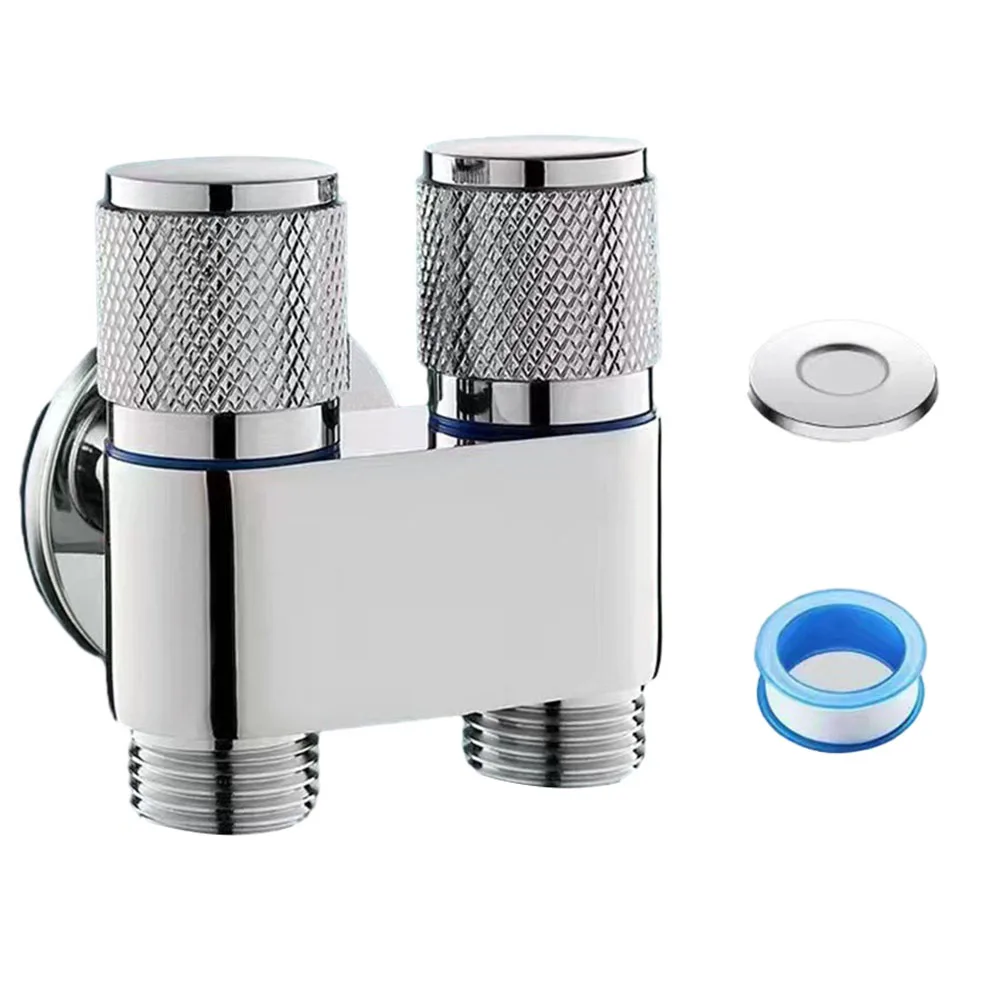 

Toilet Bidet Sprayer Triangle Valve 1 In Two Double Control Faucet G1/2 Metal Handle Rotary Switch Shower Head