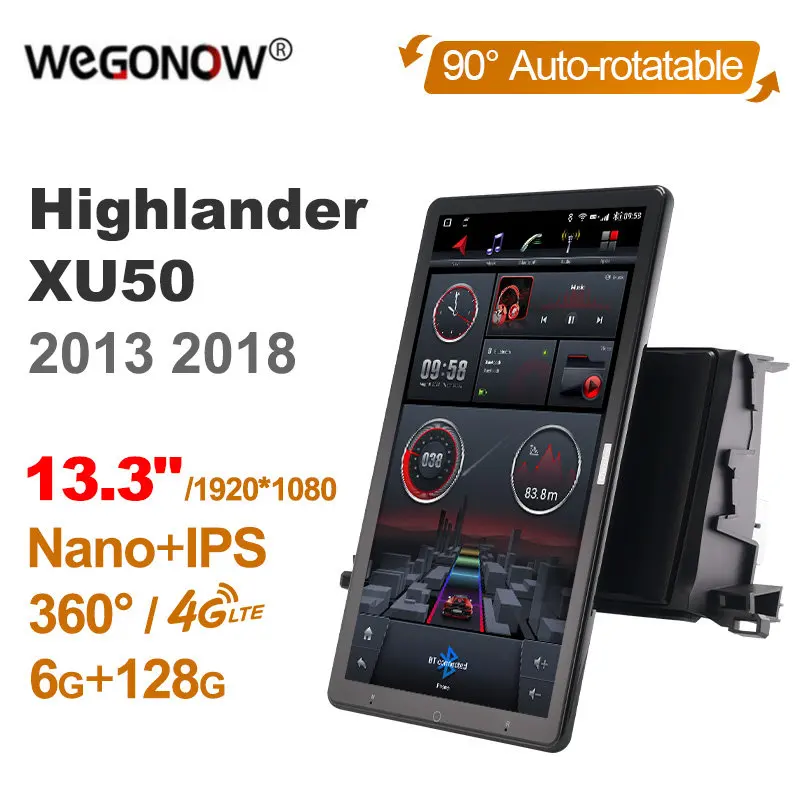 

Автомобильный поворотный 1920*1080 13,3 ''Ownice Android10.0, автомобильный мультимедийный плеер для Toyota Highlander XU50, радио 4G LTE 360, оптический, без DVD