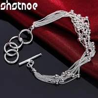 925 sterling silver smooth beads multi chain bracelet for women party engagement wedding gift charm jewelry fashion