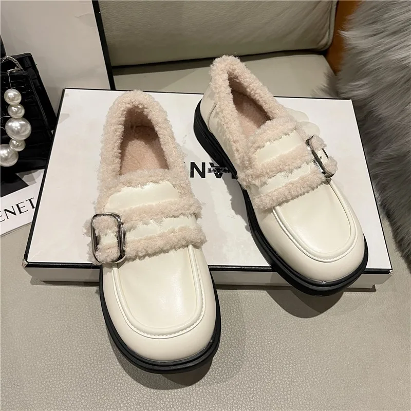 

Женские туфли на плоской подошве, повседневные Мягкие Лоферы без застежки, с мехом, весна 2023