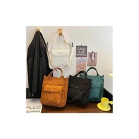corduroy shoulder bag women vintage shopping bags zipper girls student bookbag handbags casual tote with outside pocket