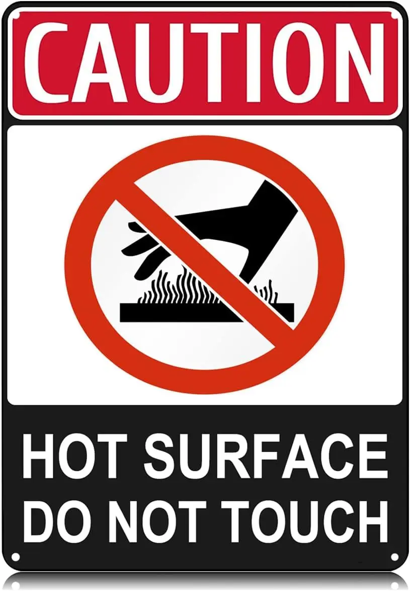 Внимание Горячая поверхность не прикасайтесь к металлу жестяные знаки Забавный