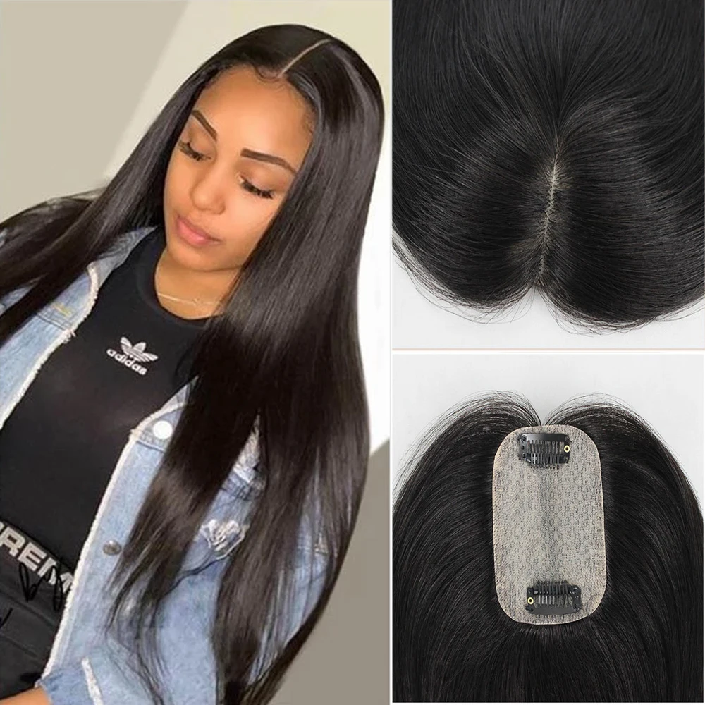 Jet Black 5x5 Scalp Cap HD Human Hair Toupee Straight Silk Base Human Hair toupers Pre Plucked Brazilian Remy Hair