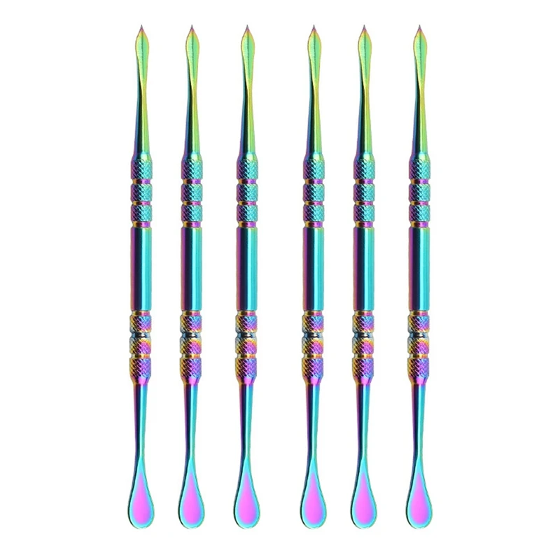 

6PCS Wax Carving Tool Stainless Steel Wax Spoon Carving Tool Smoke Cream Spoon (Dazzling Color)