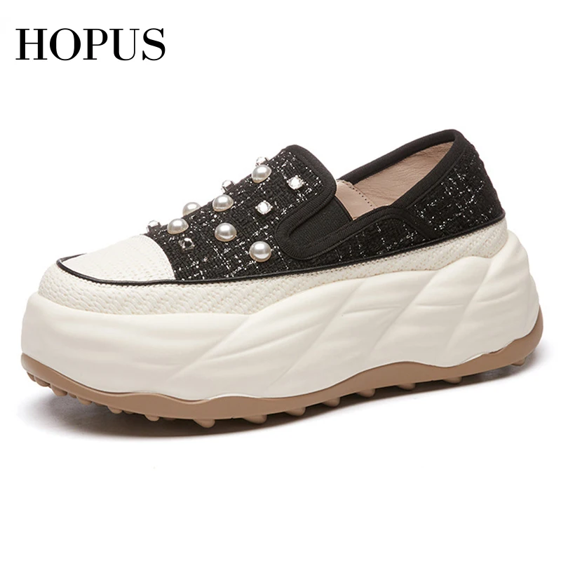

Кроссовки HOPUS женские на нескользящей платформе, повседневные удобные лоферы, без шнуровки, со стразами, на лето и осень, 2023