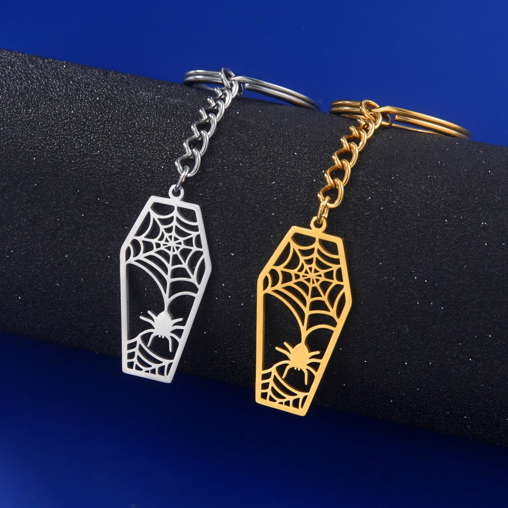 

COOLTIME Animal Spider Cobweb Pendant Keychain for Men Women Stainless Steel Key ring keychain for car keys Jewlery Gift