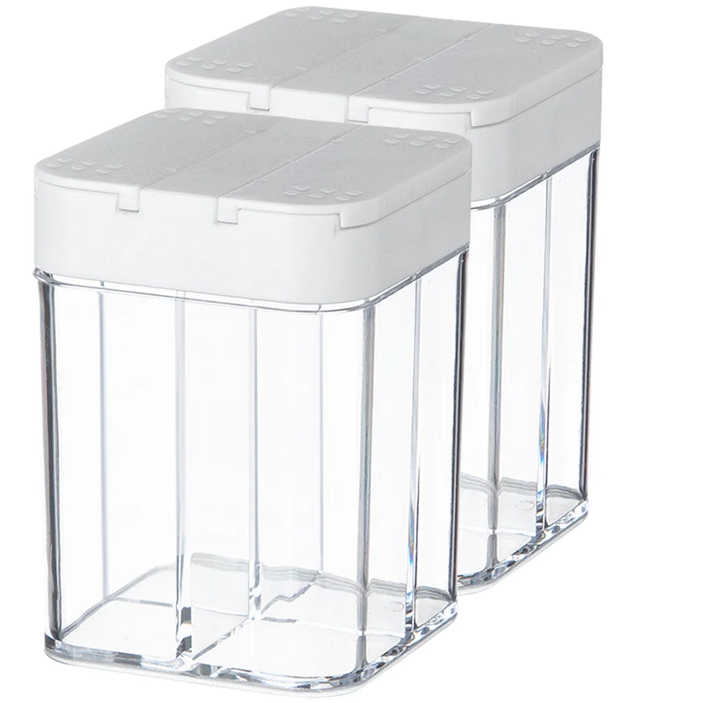 

2Pcs Multi-Grids Box Separated Box Salt Container Seasoning Container for Home