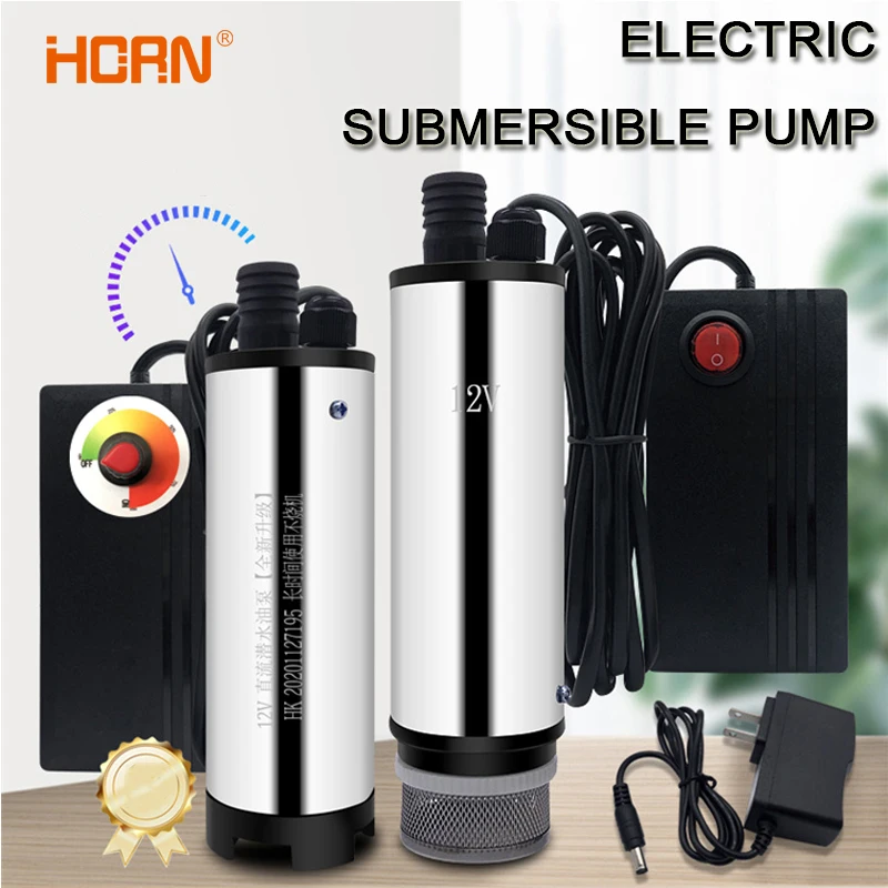 DC 12V Portable Mini Electric Submersible Pump For Pumping Diesel Oil Water Fuel Transfer Pump Stainless Steel Shell 30L/min