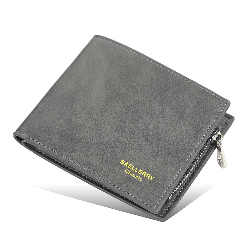 

Мужской кошелек в стиле ретро, тонкий бумажник на молнии, короткий роскошный горизонтальный модный держатель для мелочи и карт