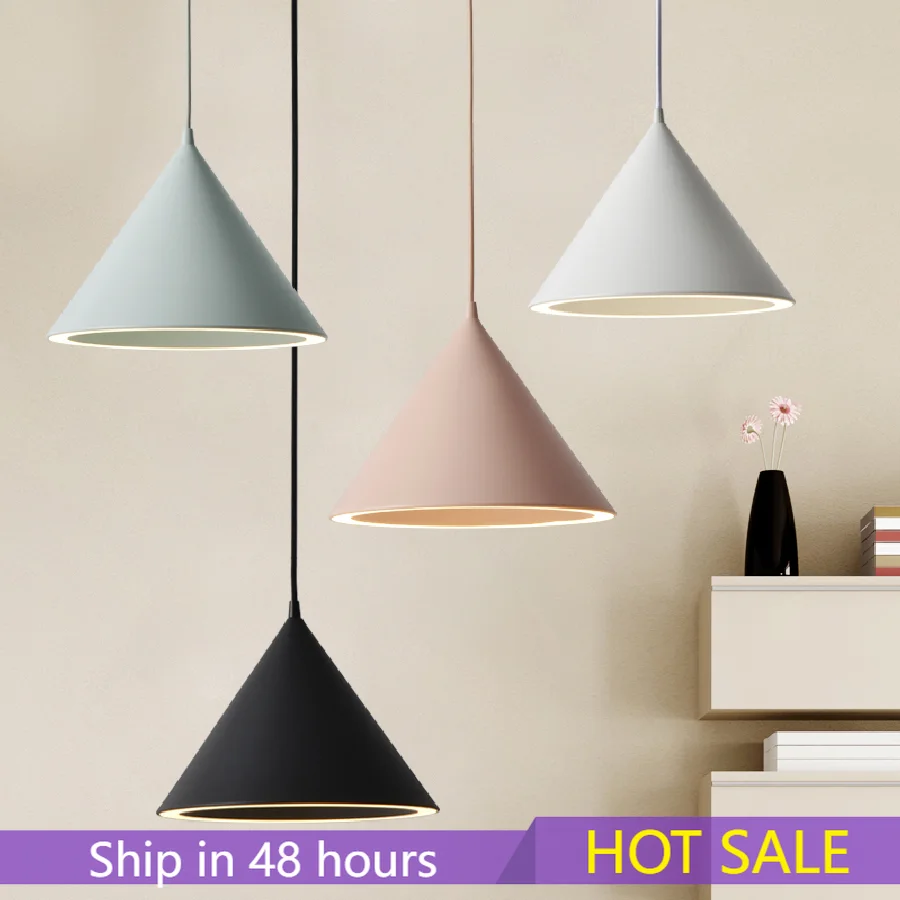 

Modern Led Pendant Light Fixture With Aluminum Lampshade For Diningroom Cafe Bar Restaurant Nordic Cone Hanging Lamp Lampadario