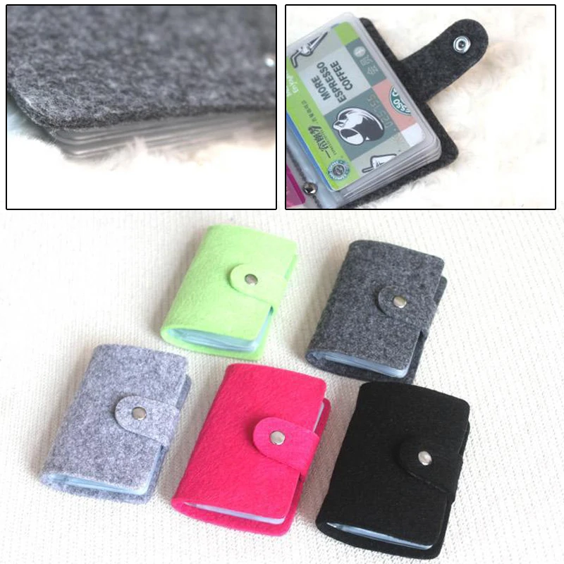 

ID Credit Bank Card Holder Wallet Wool Felt Men 24 Cards Mini Small Money Wallets Case Retro Slim Bus Card Holder Card Bags