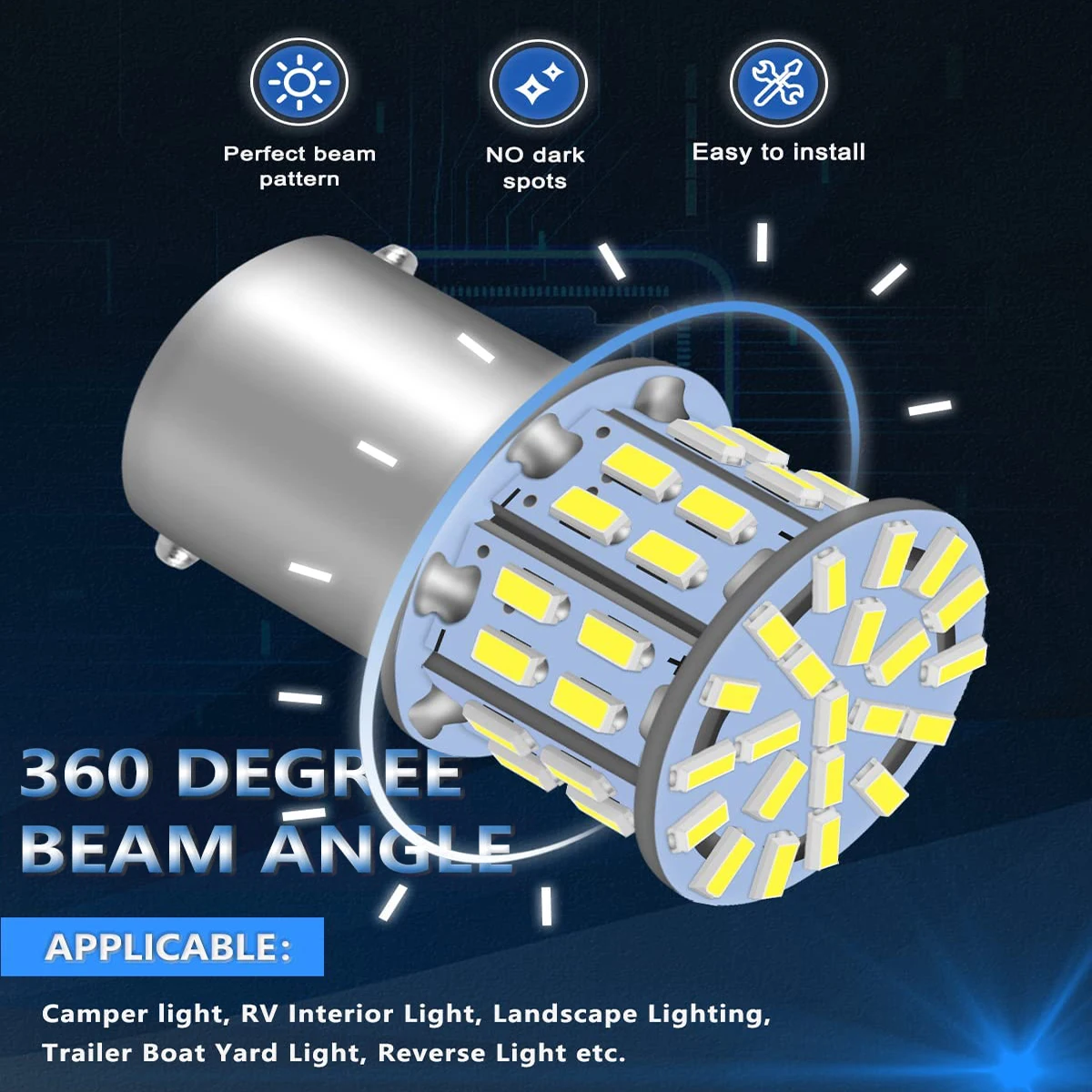 

10 шт., Автомобильные светодиодные лампы 1156 BA15S DC12 в лм 3 Вт 50SMD